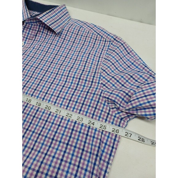 English Laundry Mens Checked Flip Cuff Multicolor white purple blue Sz 18 / XXL - Picture 8 of 11